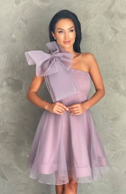 Rochie baby doll eleganta mov cu tull 5