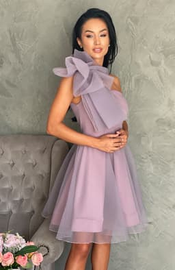 Rochie baby doll eleganta mov cu tull 3