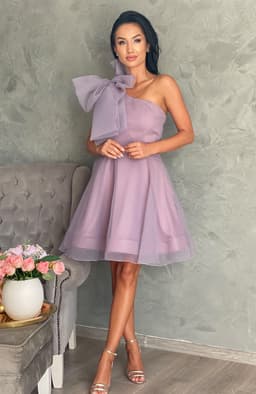 Rochie baby doll eleganta mov cu tull 1