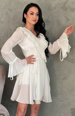 Rochie cununie alba scurta din organza 3