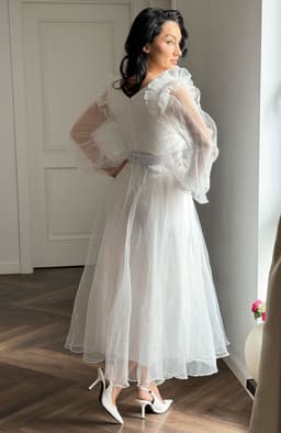 Rochie cununie civila alba din tull cu pietre 5