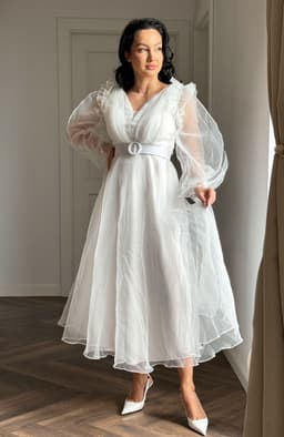 Rochie cununie civila alba din tull cu pietre 6