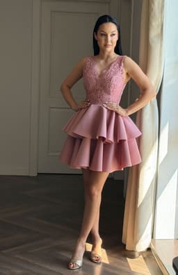 Rochie de ocazie scurta roz 2