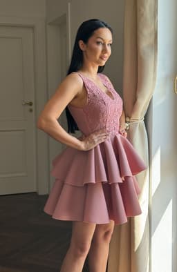 Rochie de ocazie scurta roz 3