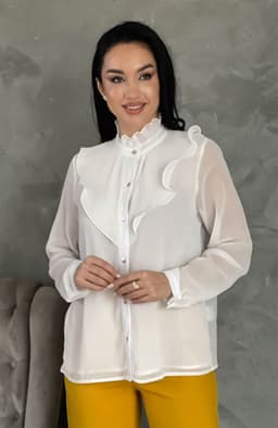 Camasa dama alba cu volane 4