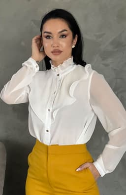 Camasa dama alba cu volane 3