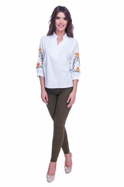 Camasa dama eleganta alba cu flori 4