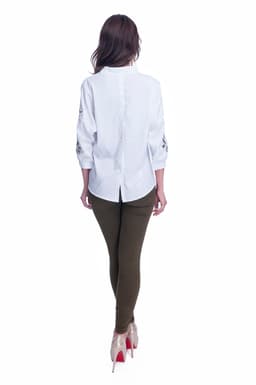 Camasa dama eleganta alba cu flori 6