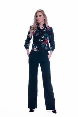 Camasa dama eleganta neagra cu flori 3