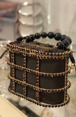 Poseta dama neagra cu aplicatii pietre 5