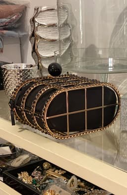 Poseta dama neagra cu aplicatii pietre 7