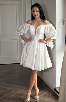 Rochie alba de cununie cu perle 6