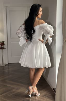 Rochie alba de cununie cu perle 4