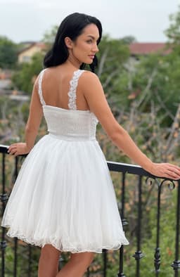 Rochie alba de cununie cu dantela si tull 6