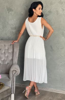 Rochie alba eleganta plisata 3