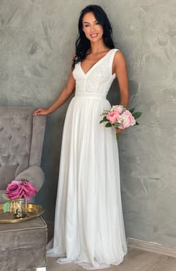 Rochie alba lunga de cununie 3
