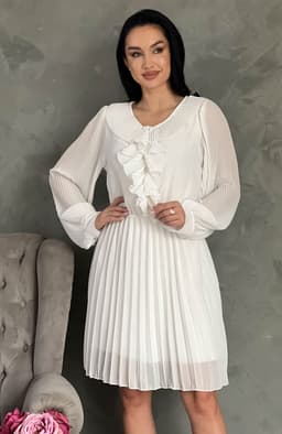 Rochie alba plisata midi 3