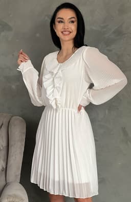 Rochie alba plisata midi 4