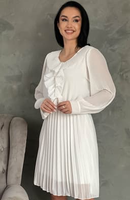 Rochie alba plisata midi 7
