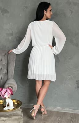 Rochie alba plisata midi 6