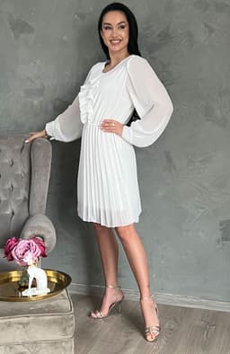 Rochie alba plisata midi 5