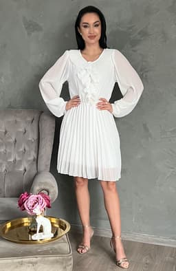 Rochie alba plisata midi 2