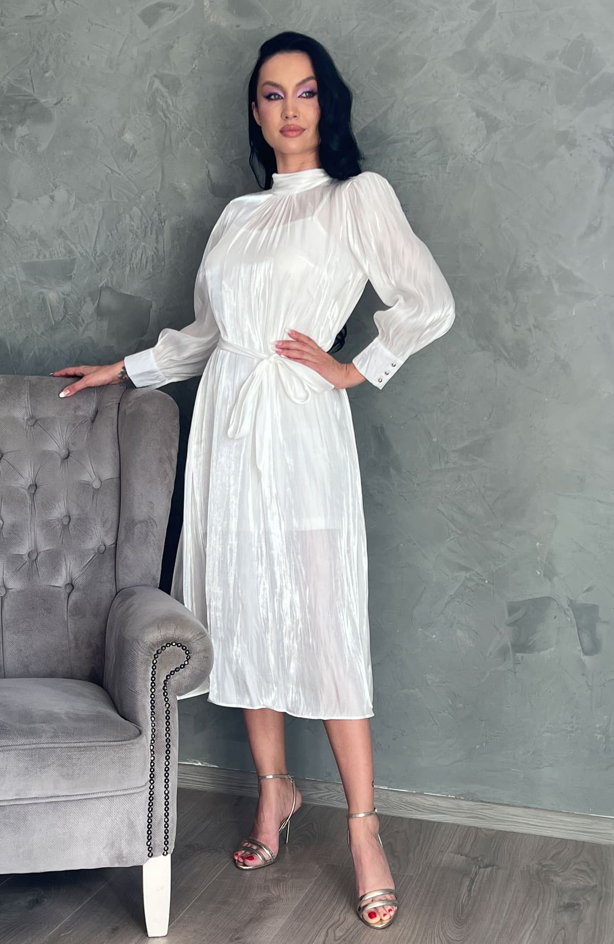 Rochie alba vaporoasa pentru cununie