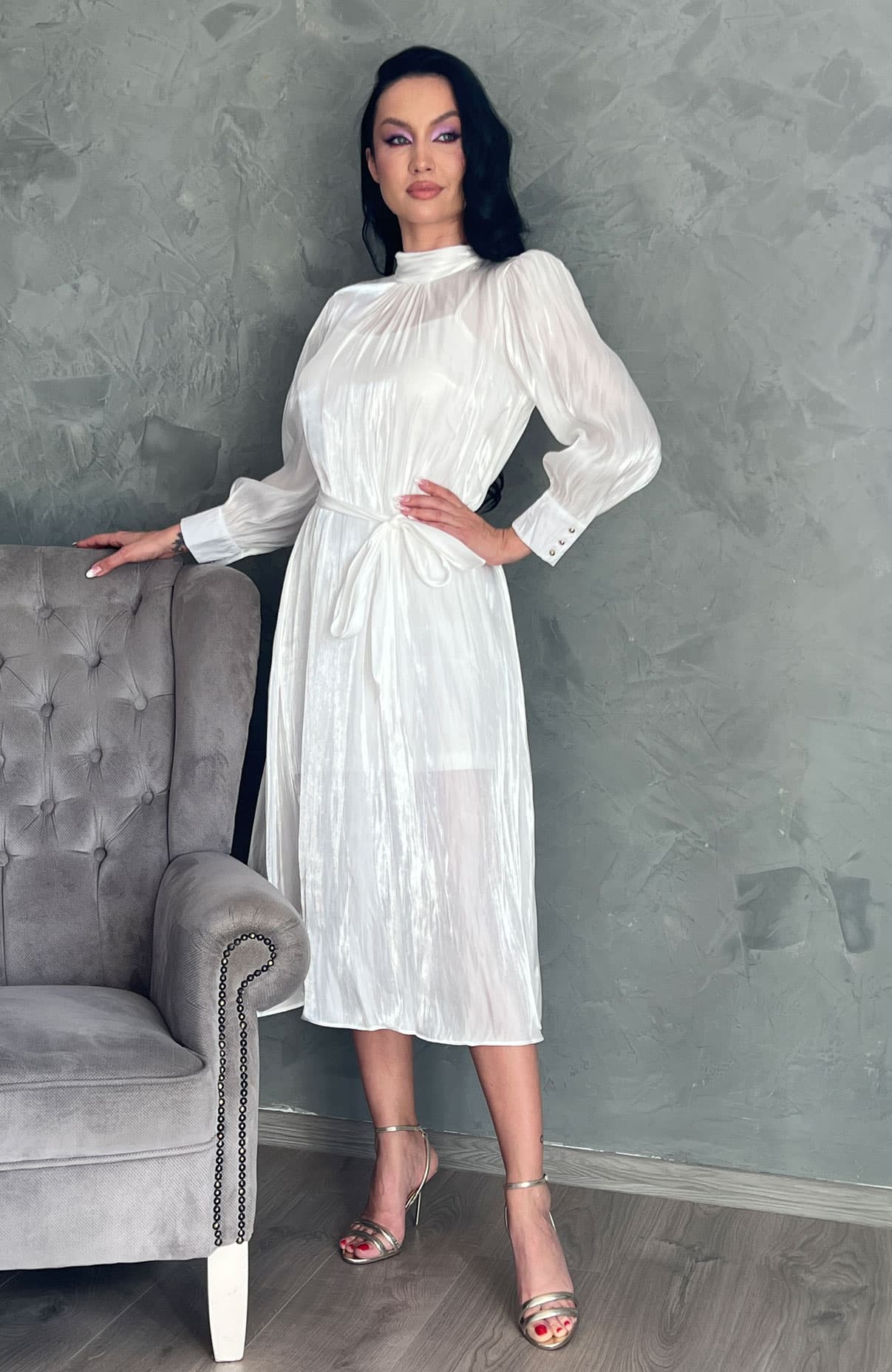 Rochie alba vaporoasa pentru cununie