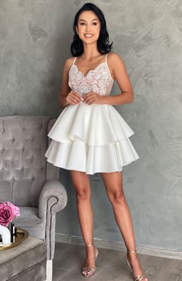 Rochie baby doll alba cu bretele 2