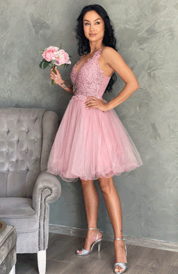 Rochie baby doll cu dantela si aplicatii pietre 3