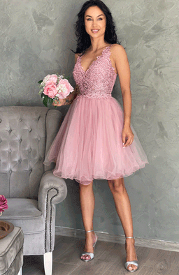 Rochie baby doll cu dantela si aplicatii pietre 2