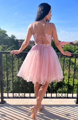 Rochie baby doll cu dantela si pietre aplicate 6