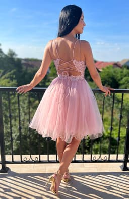 Rochie baby doll cu dantela si pietre aplicate 5