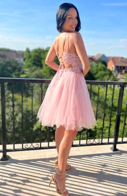 Rochie baby doll cu dantela si pietre aplicate 4