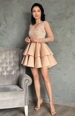 Rochie baby doll eleganta crem 2