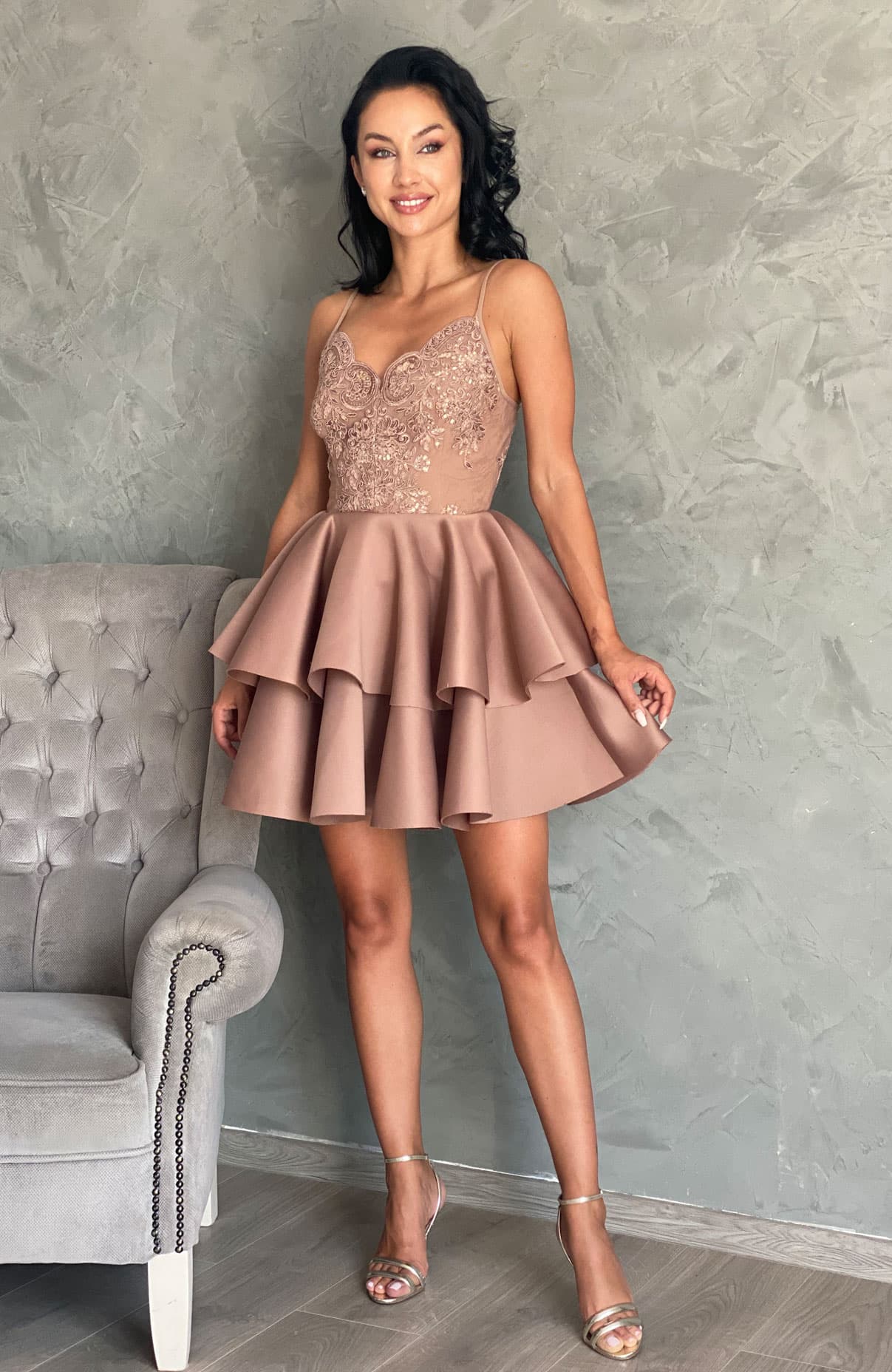 Rochie baby doll eleganta cu bretele