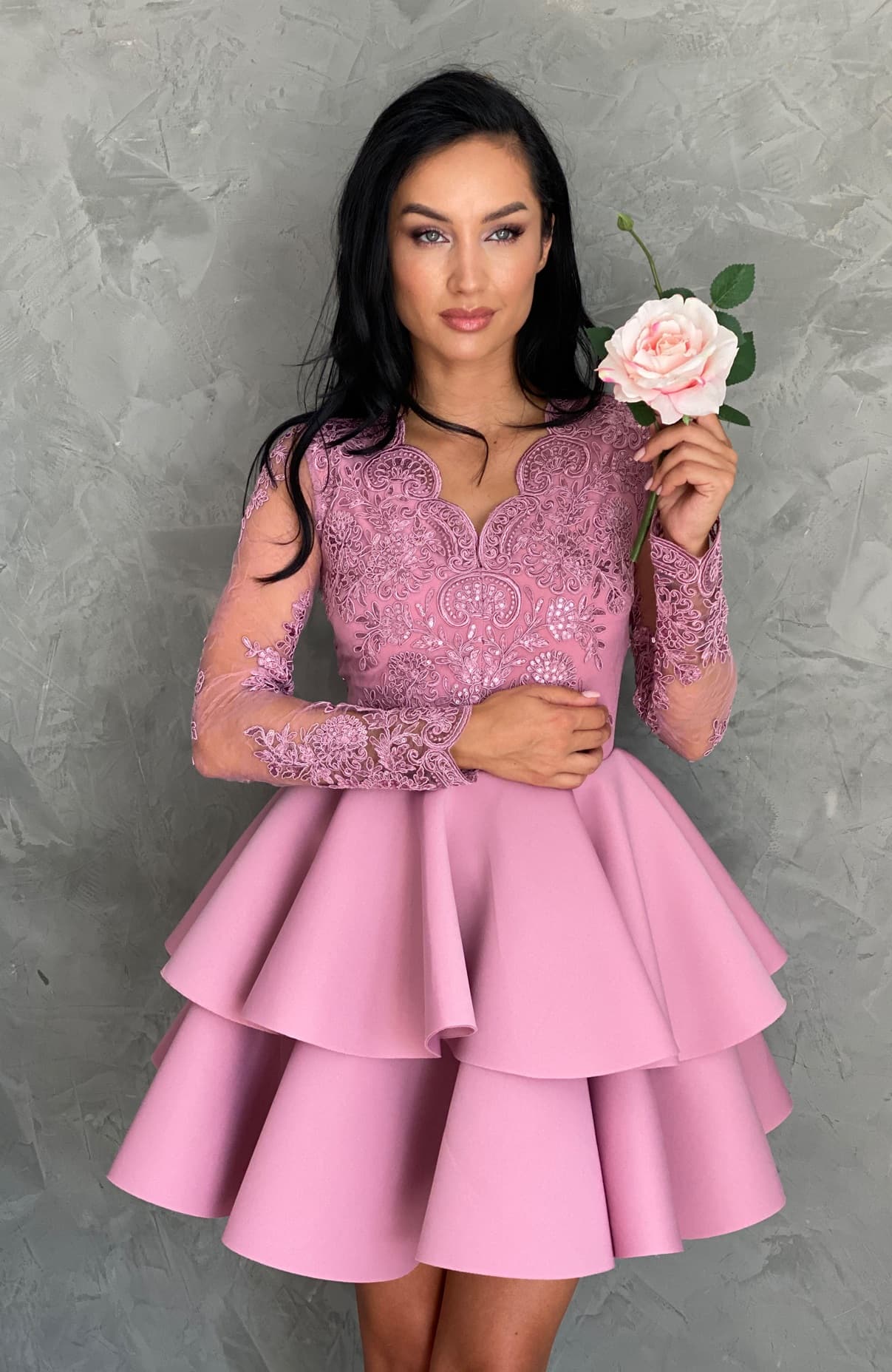 Rochie babydoll eleganta roz