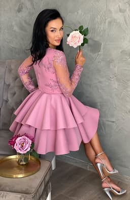 Rochie babydoll eleganta roz 5