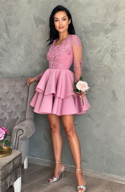 Rochie babydoll eleganta roz 3