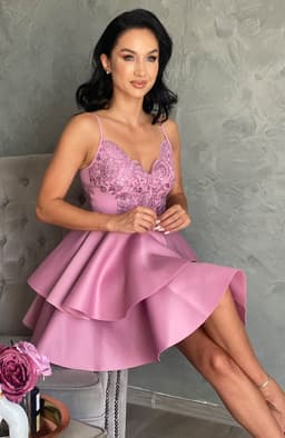 Rochie babydoll mov cu bretele 6