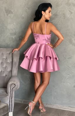 Rochie babydoll mov cu bretele 5