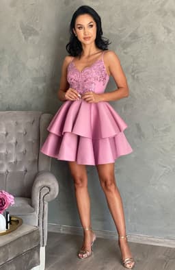 Rochie babydoll mov cu bretele 2