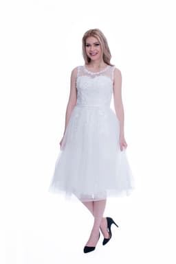 Rochie cununia civila alba cu broderie dantela 3