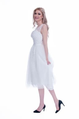 Rochie cununia civila alba cu broderie dantela 4