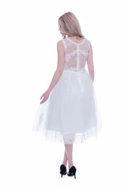 Rochie cununia civila alba cu broderie dantela 5