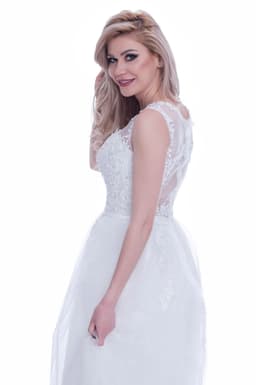 Rochie cununia civila alba cu broderie dantela 6