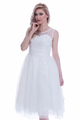 Rochie cununia civila alba cu broderie dantela 1