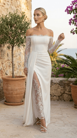 Rochie cununie alba cu crapatura 3
