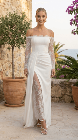 Rochie cununie alba cu crapatura 2