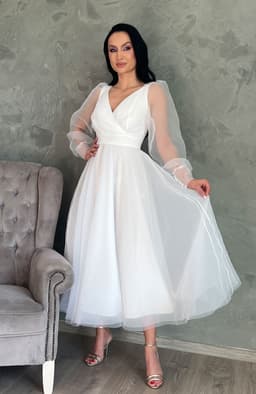 Rochie cununie alba cu tull 4